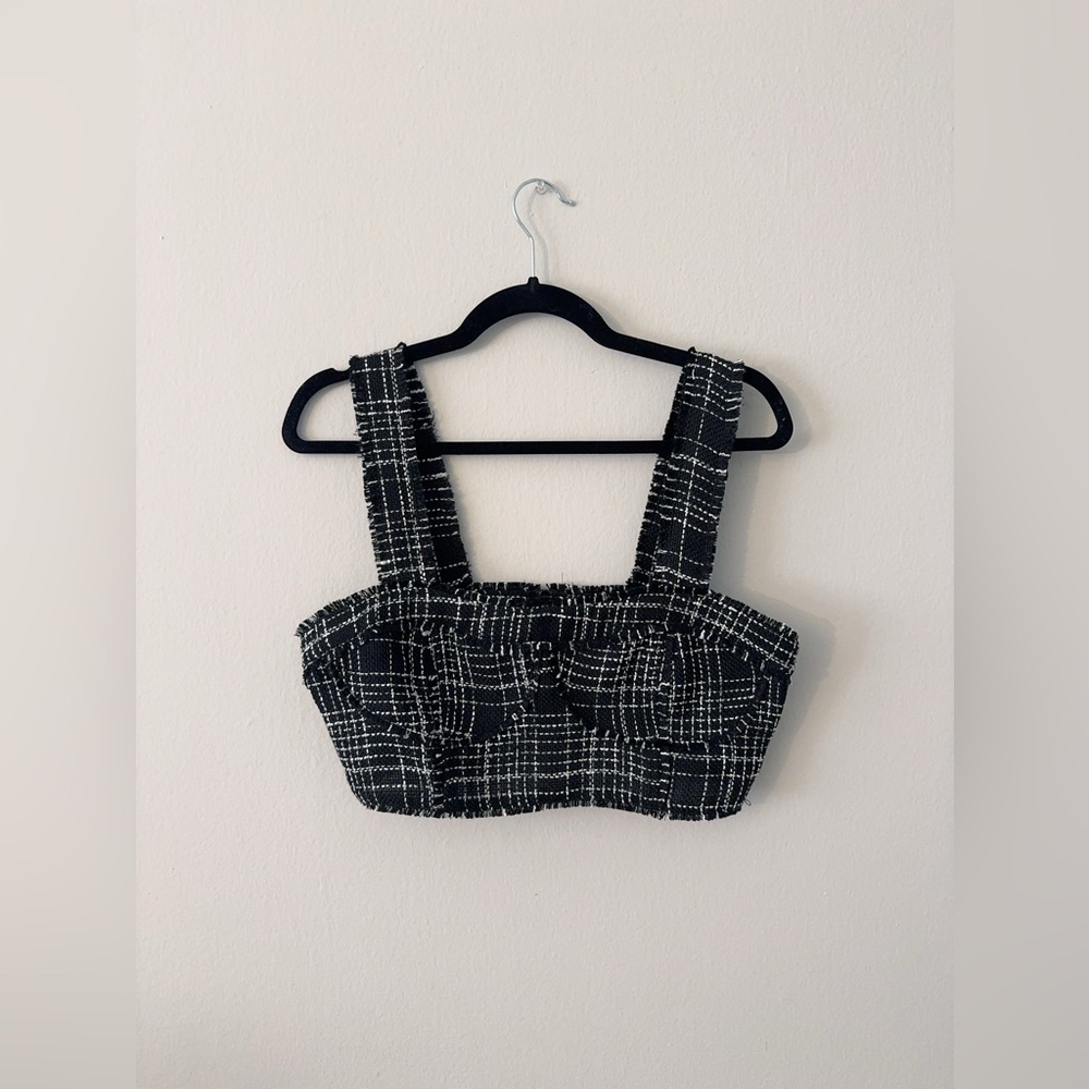 H&M Tweed Bra Top in Black